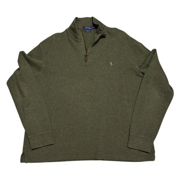 POLO RALPH LAUREN Estate Rib Quarter Zip Knit Business Casual Sweater Mens XL - Picture 1 of 6